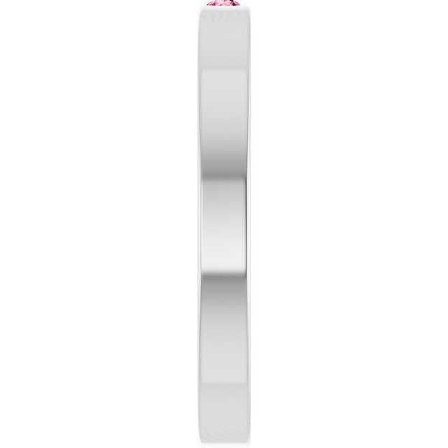 Sterling Silver Natural Pink Tourmaline Family Stackable Ring