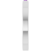 14K White Natural Amethyst Family Stackable Ring