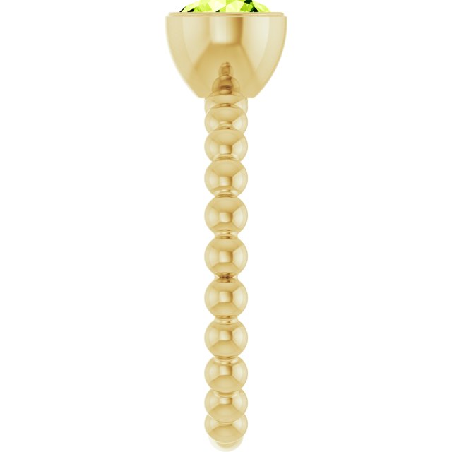 14K Yellow Natural Peridot Family Beaded Stackable Ring