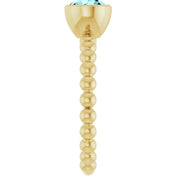 14K Yellow Natural Blue Zircon Family Beaded Stackable Ring