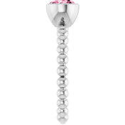 Sterling Silver Natural Pink Tourmaline Family Beaded Stackable Ring
