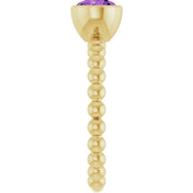 14K Yellow Natural Amethyst Family Beaded Stackable Ring