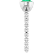 14K White Natural Emerald Family Beaded Stackable Ring