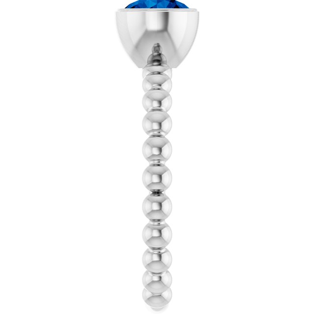 Sterling Silver Natural Blue Sapphire Family Beaded Stackable Ring