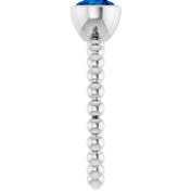 14K White Natural Blue Sapphire Family Beaded Stackable Ring