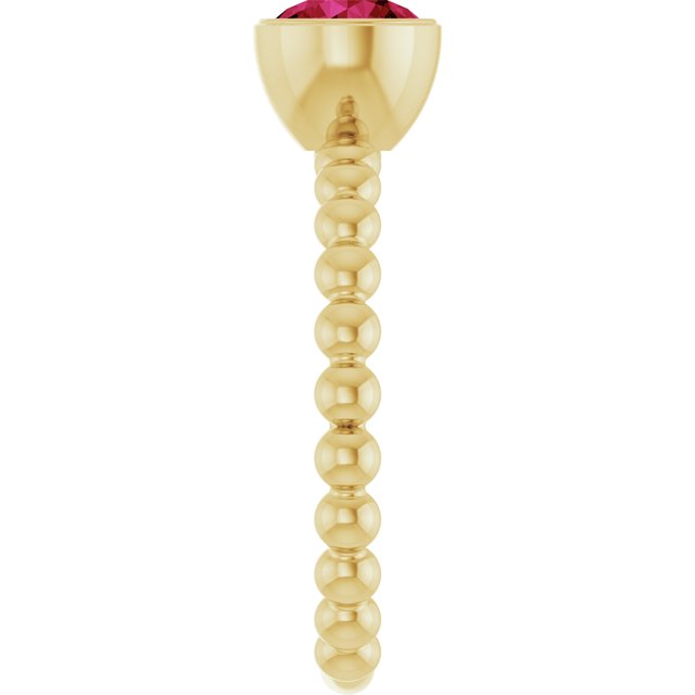 14K Yellow Lab-Grown Ruby Family Beaded Stackable Ring