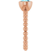 14K Rose Natural Aquamarine Family Beaded Stackable Ring