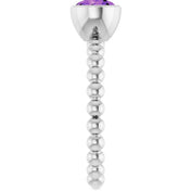 14K White Natural Amethyst Family Beaded Stackable Ring