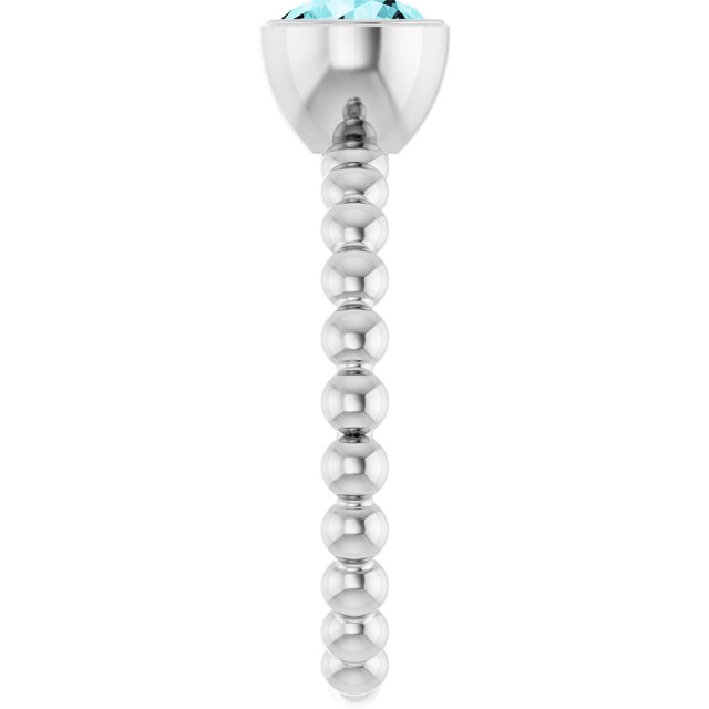 Sterling Silver Natural Blue Zircon Family Beaded Stackable Ring