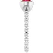 14K White Lab-Grown Ruby Family Beaded Stackable Ring