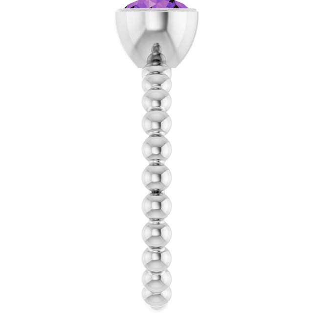 Sterling Silver Natural Amethyst Family Beaded Stackable Ring