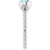 14K White Natural Blue Zircon Family Beaded Stackable Ring