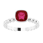 14K White Lab-Grown Ruby Family Stackable Ring