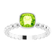 14K White Natural Peridot Family Stackable Ring