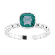 14K White Lab-Grown Alexandrite Family Stackable Ring
