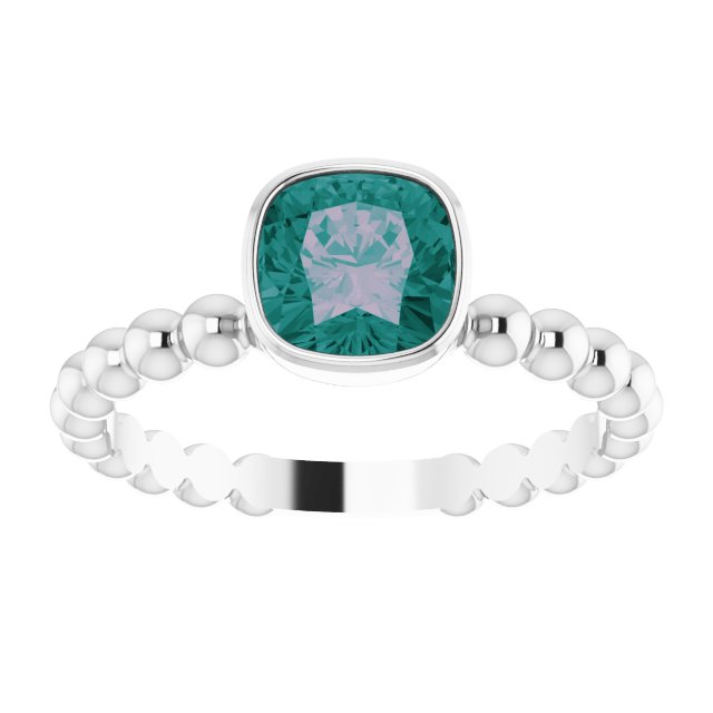 14K White Lab-Grown Alexandrite Family Stackable Ring