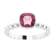 Sterling Silver Natural Pink Tourmaline Family Stackable Ring