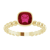 14K Yellow Lab-Grown Ruby Family Stackable Ring