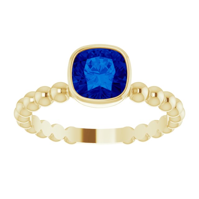 14K Yellow Lab-Grown Blue Sapphire Family Stackable Ring