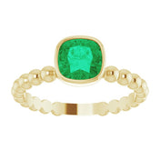 14K Yellow Lab-Grown Emerald Family Stackable Ring