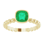 14K Yellow Lab-Grown Emerald Family Stackable Ring