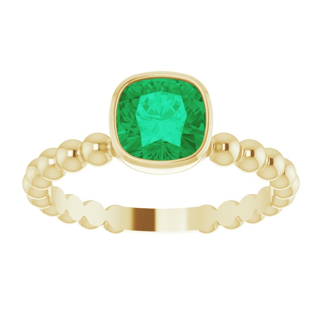 14K Yellow Lab-Grown Emerald Family Stackable Ring