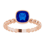 14K Rose Lab-Grown Blue Sapphire Family Stackable Ring
