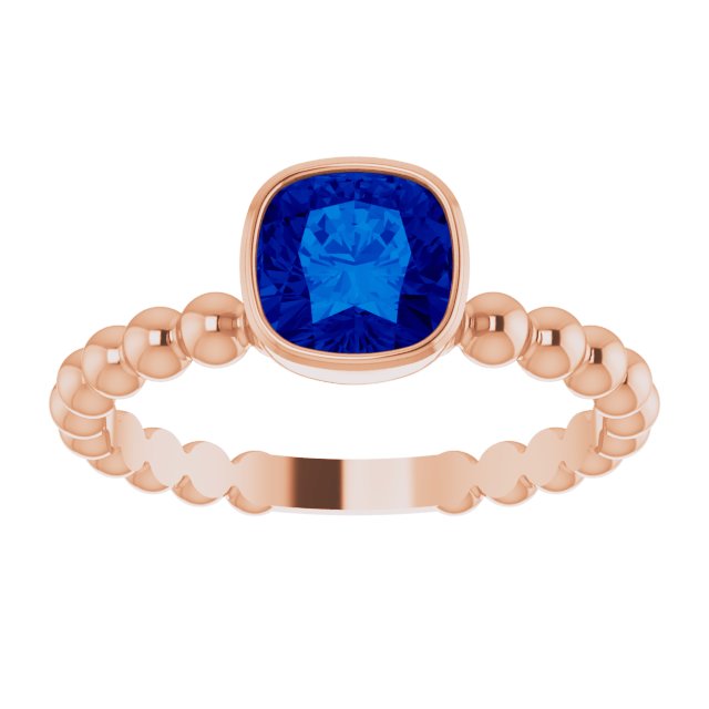 14K Rose Lab-Grown Blue Sapphire Family Stackable Ring