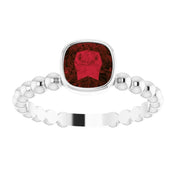 Sterling Silver Natural Mozambique Garnet Family Stackable Ring