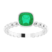 Sterling Silver Lab-Grown Emerald Family Stackable Ring