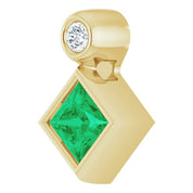 14K Yellow 4x4 mm Square Lab-Grown Emerald & .03 CT Natural Diamond Pendant