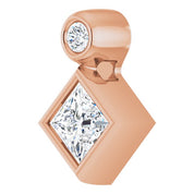 14K Rose 4x4 mm Square Natural White Sapphire & .03 CT Natural Diamond Pendant
