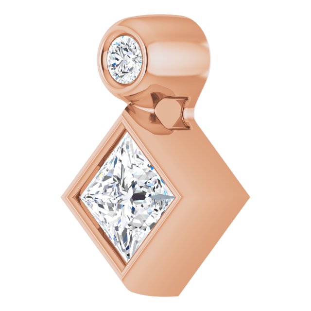 14K Rose 4x4 mm Square Natural White Sapphire & .03 CT Natural Diamond Pendant