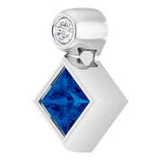 14K 4x4 mm Square Lab-Grown Blue Sapphire & .03 CT Natural Diamond Pendant