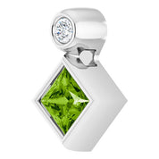 Sterling Silver 4x4 mm Square Natural Peridot & .03 CT Natural Diamond Pendant