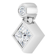 14K White 4x4 mm Square Natural White Sapphire & .03 CT Natural Diamond Pendant
