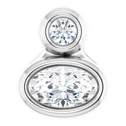 14K White 5x3 mm Oval Natural White Sapphire & .03 CT Natural Diamond Pendant