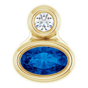 14K Yellow 5x3 mm Oval Natural Blue Sapphire & .03 CT Natural Diamond Pendant