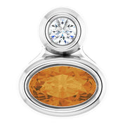 Sterling Silver 5x3 mm Oval Natural Citrine & .03 CT Natural Diamond Pendant