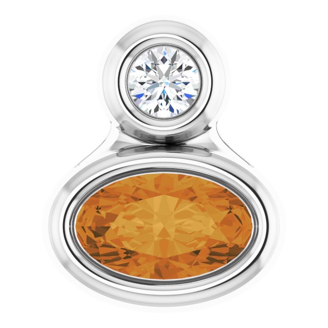 Sterling Silver 5x3 mm Oval Natural Citrine & .03 CT Natural Diamond Pendant