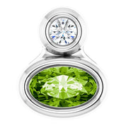 Sterling Silver 5x3 mm Oval Natural Peridot & .03 CT Natural Diamond Pendant