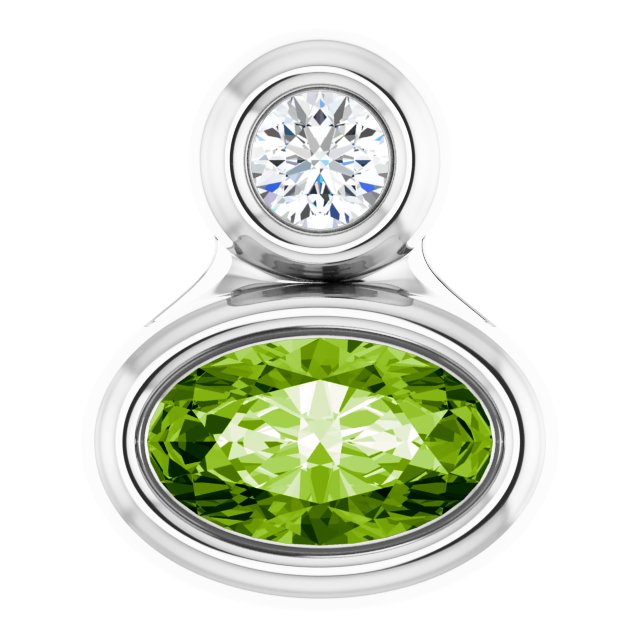 Sterling Silver 5x3 mm Oval Natural Peridot & .03 CT Natural Diamond Pendant