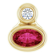 14K Yellow 5x3 mm Oval Lab-Grown Ruby & .03 CT Natural Diamond Pendant