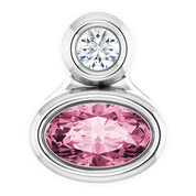 Sterling Silver 5x3 mm Oval Natural Pink Tourmaline & .03 CT Natural Diamond Pendant