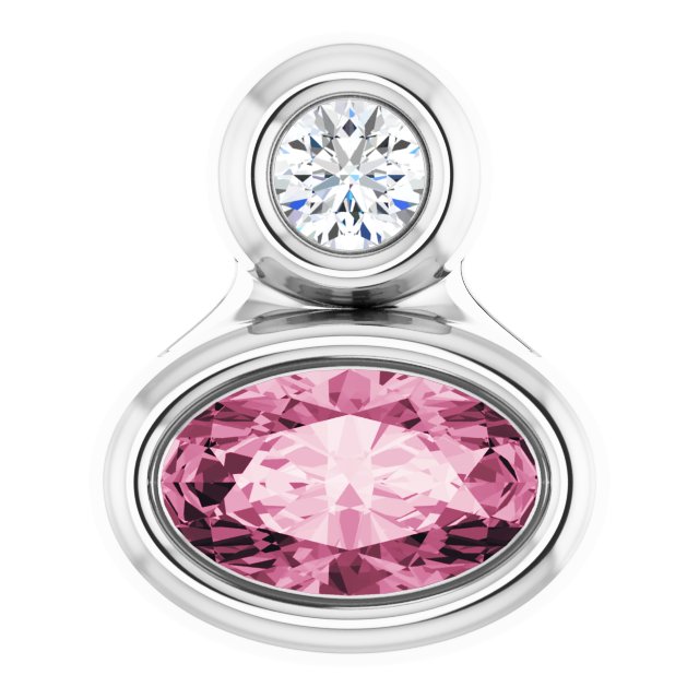 Sterling Silver 5x3 mm Oval Natural Pink Tourmaline & .03 CT Natural Diamond Pendant
