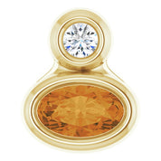 14K Yellow 5x3 mm Oval Natural Citrine & .03 CT Natural Diamond Pendant