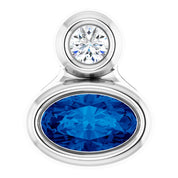 14K 5x3 mm Oval Lab-Grown Blue Sapphire & .03 CT Natural Diamond Pendant