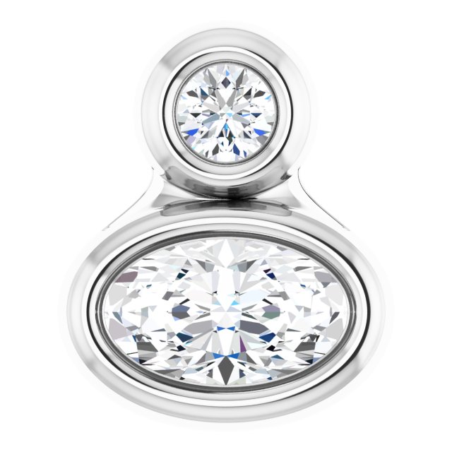 Sterling Silver 5x3 mm Oval Natural White Sapphire & .03 CT Natural Diamond Pendant