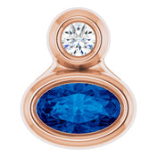 14K Rose 5x3 mm Oval Natural Blue Sapphire & .03 CT Natural Diamond Pendant