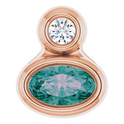 14K Rose 5x3 mm Oval Lab-Grown Alexandrite & .03 CT Natural Diamond Pendant